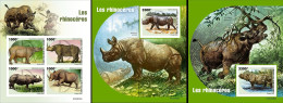 Niger 2022, Animals, Rhino, 4val In BF+2BF IMPEFORATED - Rhinoceros