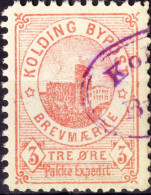 DANEMARK / DENMARK - 1888 - KOLDING Local Post 3 øre Rose - VF Used -d - Lokale Uitgaven