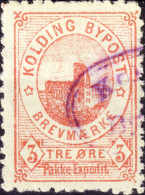 DANEMARK / DENMARK - 1888 - KOLDING Local Post 3 øre Rose - VF Used -i - Lokale Uitgaven