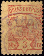 DANEMARK / DENMARK - 1886 - ODENSE Local Post 3 øre Red/yellow (thin Paper) - VF Used - Emissioni Locali