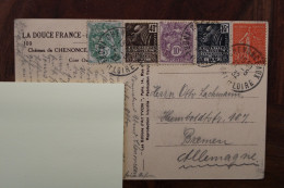 1932 CPA Ak France Chenonceaux Hostellerie Touristes Château Allemagne Bremen - Covers & Documents