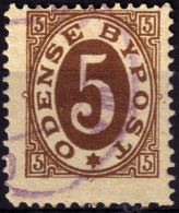 DANEMARK / DENMARK - 1884 - ODENSE Local Post 5 øre Brown - VF Used - Ortsausgaben