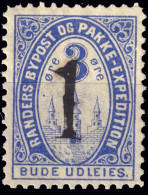 DANEMARK / DENMARK - 1887 - RANDERS Local Post 1 On 3 øre Blue Manual Overprint - No Gum -a - Emisiones Locales