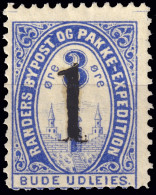 DANEMARK / DENMARK - 1887 - RANDERS Local Post 1 On 3 øre Blue Manual Overprint - No Gum -d - Emisiones Locales