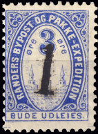 DANEMARK / DENMARK - 1887 - RANDERS Local Post 1 On 3 øre Blue Manual Overprint - No Gum -d - Ortsausgaben