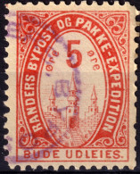 DANEMARK / DENMARK - 1887 - RANDERS Local Post 5 øre Red - VF Used -c - Lokale Uitgaven