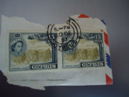 CYPRUS USED PAIR STAMPS    WITH POSTMARK 1957 - Otros & Sin Clasificación