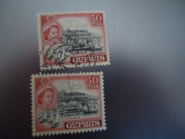 CYPRUS USED STAMPS   2  WITH POSTMARK  OVERPRINT - Other & Unclassified