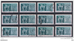 REPUBBLICA:  1968/76  ESPRESSO  -  £. 150  VERDE  AZZURRO  US. -  RIPETUTO  12  VOLTE  -  SASS. 36 - Express-post/pneumatisch