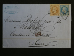 BP20 FRANCE BELLE LETTRE RR 1868 BORDEAUX A COUVET SUISSE NEUCHATEL +NAPOLEONS LAURéS+ AFF. INTERESSANT+ + - 1863-1870 Napoléon III Lauré