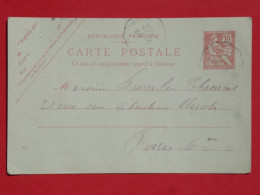 BQ11 FRANCE BELLE CARTE ENTIER MOUCHON   1902 CONVOYEUR A PARIS    +AFFRANCH. PLAISANT  + - Other & Unclassified