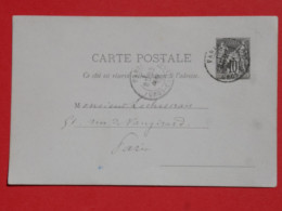 BQ11 FRANCE BELLE CARTE ENTIER SAGE   1878  PARIS   +AFFRANCH. PLAISANT  + - Sonstige & Ohne Zuordnung