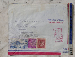 BQ11 JAPON   BELLE LETTRE  RR CENSUREE 1944 PAR AVION VILLA HELIOS LAUSANNE SUISSE     +AFF. PLAISANT   + - Cartas & Documentos