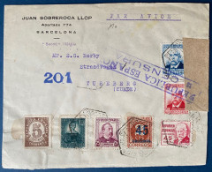 España 1938 Carta Correo Aero De BARCELONA Por TUREBERG / SUEDE Por " LE BOURGET PORT AERIEN / SEINE " + STOCKHOLM FLYG - Covers & Documents