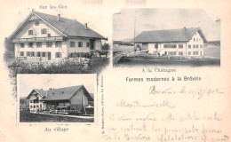 Suisse - NE - Fermes Modernes à La BREVINE - Sur Les Gez, A La Châtagne - Précurseur Voyagé 1902 (2 Scans) - Les Brenets - La Brévine