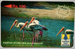 Sri Lanka Rs.100 " Painted Stork ( Over 1000 Payphone Network ) - Sri Lanka (Ceilán)