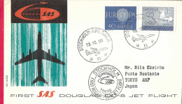 SVERIGE - FIRST DOUGLAS DC-8 FLIGHT - SAS - FROM STOCKHOLM TO TOKYO *10.10.60* ON OFFICIAL COVER - Brieven En Documenten