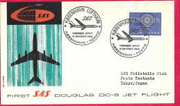 DANMARK - FIRST DOUGLAS DC-8 FLIGHT - SAS - FROM KOBENHAVN TO TOKYO *11.10.60* ON OFFICIAL COVER - Posta Aerea