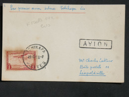 BQ11 CONGO BELGE BELLE CARTE RR 1937 1ER VOL PAR SABENA  TSHIKAPA A LEOPOLD. +AFFRANCH. PLAISANT + - Covers & Documents