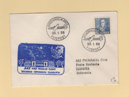 Suede - 1er Vol Stockholm Djakarta - 23-1-1958 - Storia Postale