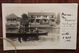 1917 Carte Photo Cpa AK GB Staines Upon Thames The Foursome Boat Aviron France Cover - Autres & Non Classés