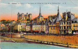 FRANCE - 49 - SAUMUR - Les Quais De L'Hôtel De Ville Et Le Château Fort - Carte Postale Ancienne - Saumur