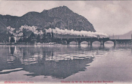 Melide TI, Chemin De Fer Du Gotthard, Train à Vapeur Sur Le Pont (4509) - Melide