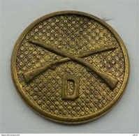 USA Infantry "D" 1920-30's Waffle Back Disc EM-collar-disc-brass-insignia - 1914-18