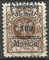 MEMEL Occupation Lituanienne N° 100 OBL - Used Stamps