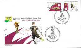 TURKISH CYPRUS, 2022, FDC, FOOTBALL, QATAR FOOTBALL WORLD CUP,2v On FDC - 2022 – Qatar