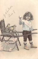 Pâques - Cartes Viennoise - Enfant Charrette Et Poussins - Illustration - Carte Postale Animée - Pâques
