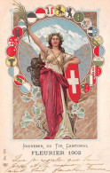 Suisse - NE - FLEURIER - Souvenir Du Tir Cantonal 1902 - Femme, Pin-up - Précurseur Voyagé 1902 (voir 2 Scans) - Fleurier