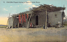 CHILI - ( Red Pepper ) Drying In Front Of Adobe Home - Carte Postale Ancienne - Chile