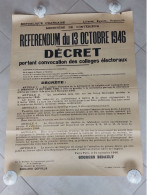 AFFICHE "Référendum 13 Oct. 1946" - 50x75 - TTB - Plakate
