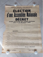 AFFICHE " ELECTION D'une ASSEMBLEE NATIONALE 10 Nov. 1946" - 63x85 - Avec Manque - Affiches