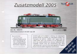 Catalogue TILLIG 2005 Sammelkarten  - Modelle Des TILLIG-TT-CLUB Spur TT - German