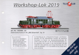 Catalogue TILLIG 2019 Sammelkarten  - Modelle Des TILLIG-TT-CLUB Spur TT - Deutsch