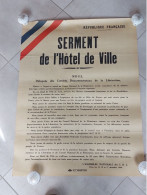 Affiche "SERMENT De L'Hôtel De Ville,  Paris 15 Déç 1944"  50x65 - TTB - Afiches
