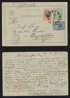 Bulgaria 1905 Uprated Stationery Postcard To BRUXELLES Belgium - Covers & Documents