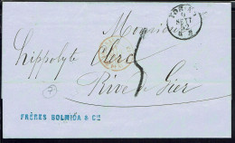 Italie. Lettre De Torino. Cachet Entrée Sard Le Pont De Beauvoisin 11 Sept. 1852 Pour Rive De Gier (Fr) B/TB. - 1. ...-1850 Prefilatelia