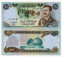 Saddam Hussein Military Uniform Iraq 1986 25 Dinars Banknote AU P73 Iraqi Dinar - Iraq