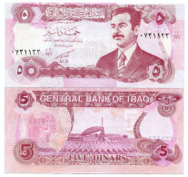 Saddam Iraq 5 Dinar Banknote UNC/XF - P 80 X 5 Note Lot Paper Money - Iraq