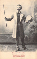 FANTAISIE - Homme - Moustache - Costume - Canne - Chapeau - Carte Postale Ancienne - Hombres
