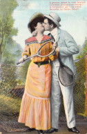 FANTAISIE - Couple - Homme - Femme - Raquettes De Tennis - Carte Postale Ancienne - Autres & Non Classés