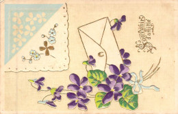 FANTAISIE - Fleurs - Souvenir D'amitié - Lettre - Carte Postale Ancienne - Other & Unclassified