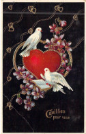 FANTAISIE - Fleurs - Oiseaux - Cœur - Cueillies Pour Vous - Carte Postale Ancienne - Sonstige & Ohne Zuordnung