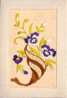 FANTAISIE - Fleurs - Bonne Fête - Brodées - Carte Postale Ancienne - Brodées