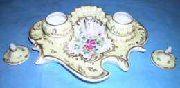 French Art Nouveau Porcelain Inkwell Set Circa 1900 - Inkwells