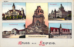 ALLEMAGNE - Aruss Aus Leipzig - Hauptbahnhof - Altes Rathaus - Neues Rathaus - Carte Postale Ancienne - Other & Unclassified