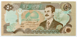 Saddam Iraqi 50 Dinar Note UNC Iraq Money P83 Error - Weak Printed Serial Number - Iraq